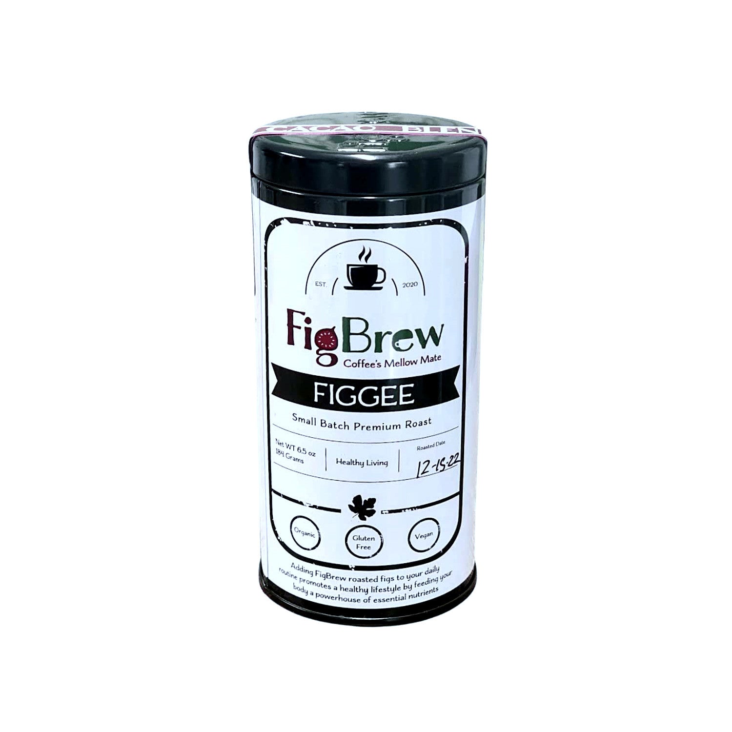 Figgee Cacao Superfood Coffee Alternative Tin 6.5oz (<3mg caffeine/serving)